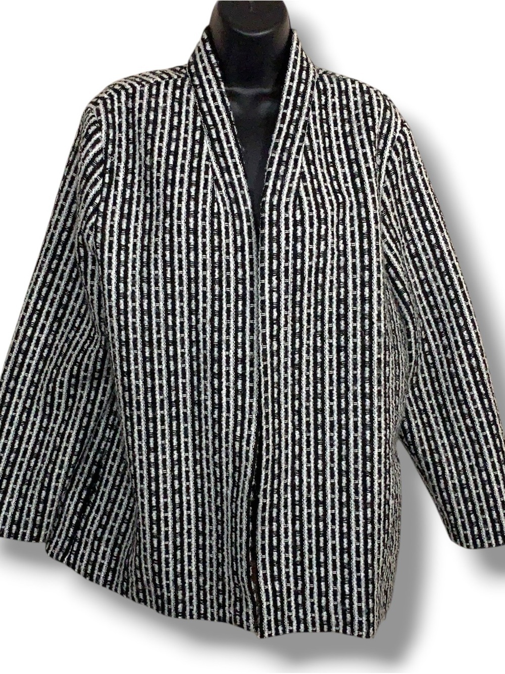 Vintage Size 12 Graff California Wear Blazer Jacket Womens Black White Classic